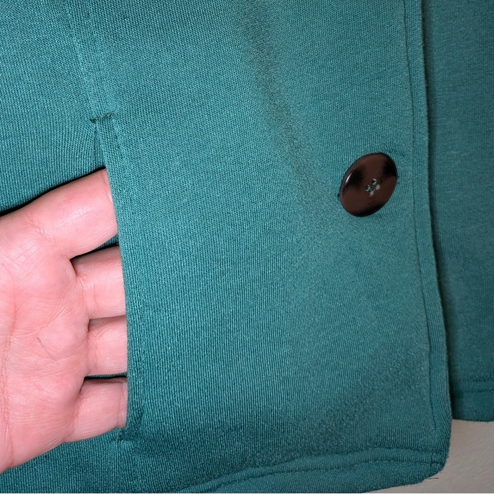 Louise Paris Green Faux Shearling Lined Button Front Pea Coat Jacket Womens - Picture 3 of 8